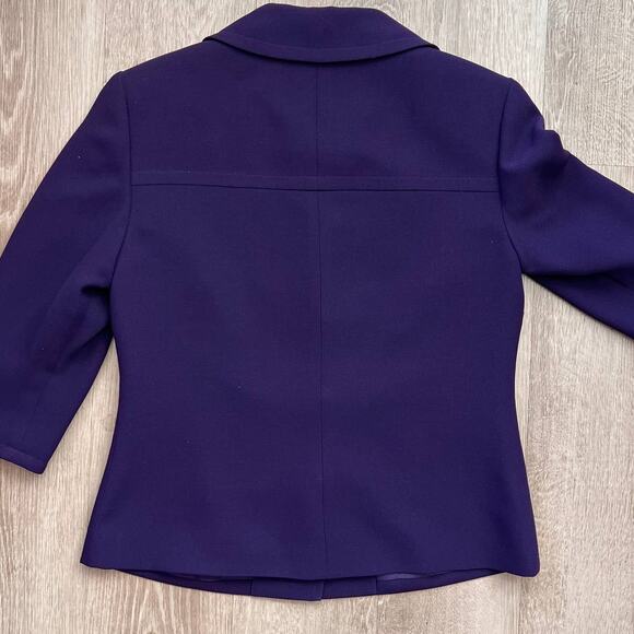 Talbots Petites Purple 5 Button 3/4 Sleeve Blazer Size 2P - Picture 4 of 8
